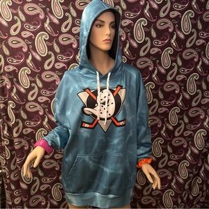 Anaheim Ducks Blue Tie Die Hoodie made by Calhoun Surf and Skate XL